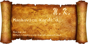 Maskovics Karád névjegykártya